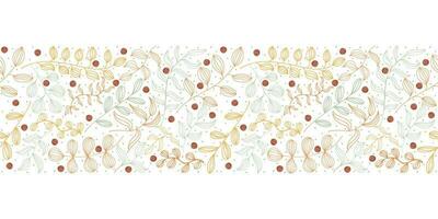 Vector horizontal seamless pattern with autumn branches, leaves and berries