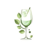 Vector green wine glass illustration