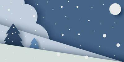 winter vector background illustration with trees and snow