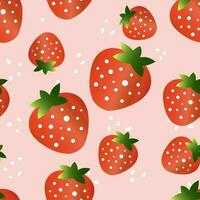 Strawberries on a pink background. Seamless summer cute pattern with berries for textile. Vector. vector