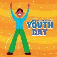 Isolated happy male youth character Happy youth day template Vector illustration
