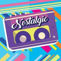 Isolated tape Nostalgic vibrant retro colored background Vector illustration