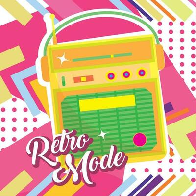 Isolated old radio Nostalgic vibrant retro colored background Vector illustration
