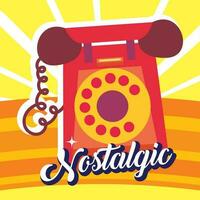 Isolated old telephone Nostalgic vibrant retro colored background Vector illustration