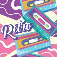 Isolated pair of cassettes Nostalgic vibrant retro colored background Vector illustration