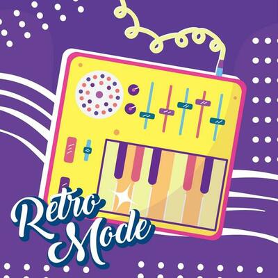 Isolated music mixer Nostalgic vibrant retro colored background Vector illustration