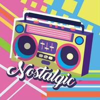 Isolated old radio Nostalgic vibrant retro colored background Vector illustration