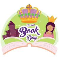 Isolated open book with medieval icons World book day Vector illustration