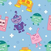 pattern background with robot toy icons Vector illustration