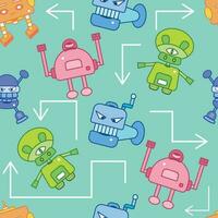 pattern background with robot toy icons Vector illustration