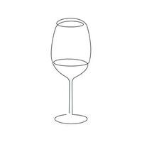 vino vaso dibujado en uno continuo línea. uno línea dibujo, minimalismo vector ilustración.