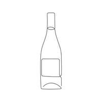 Bottle of wine drawn in one continuous line. One line drawing, minimalism. Vector illustration.