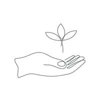 Sprout in hand drawn in one continuous line. One line drawing, minimalism. Vector illustration.