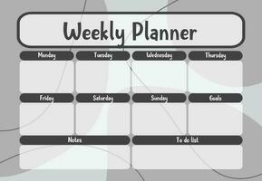 resumen imprimible semanal planificador, resumen vector semanal planificador modelo. cronograma, agenda, semanal descripción general, diario, organizador. negocio organizador página vector ilustración