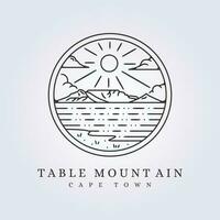 table mountain cape town logo vector illustration design simple line art emblem badge template background