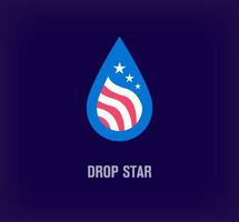 USA flag logo from creative drop form. Unique color transitions. Unique stars logo template. vector