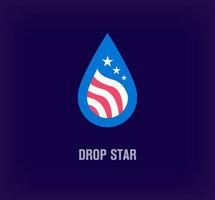 USA flag logo from creative drop form. Unique color transitions. Unique stars logo template. vector