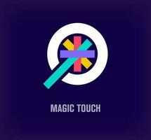 Creative magic wand logo. Unique color transitions. Unique magic touch logo template. vector