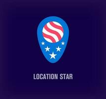 USA flag logo from creative location form. Unique color transitions. Unique stars logo template. vector