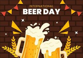 International Beer Day Social Media Background Flat Cartoon Hand Drawn Templates Illustration vector