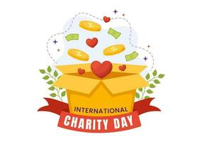 International Day of Charity Vector Illustration on 5 September with Donation Package Love Concept Background in Flat Cartoon Hand Drawn Templates