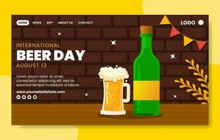 International Beer Day Social Media Landing Page Hand Drawn Templates Background Illustration vector