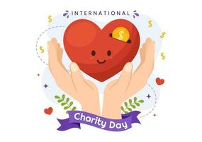 International Day of Charity Vector Illustration on 5 September with Donation Package Love Concept Background in Flat Cartoon Hand Drawn Templates