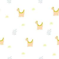 Cute dinosaur seamless pattern with abstract design elements.prehistoric illustration for kids fashion,textile,cloth,dino character in doodle style on white background vector