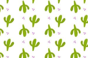 Cactus pattern, prickly green cacti on a white background. Pattern, seamless pattern with cute green Mexican cacti. vector