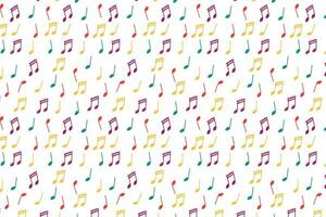 Multi colored notes drawn by hand, doodle notes, simple symbols of music. study of music theory. Sheet music pattern, music, musical notes, elements are isolated on a white background. vector