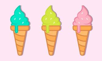 Set of many ice creams of different kinds. vector