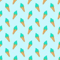 Seamless summer ice cream pattern blue background. vector