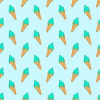 Seamless summer ice cream pattern blue background. vector