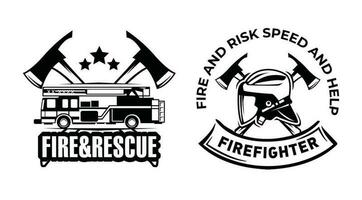 Retro firefighter logo bundle template. vector