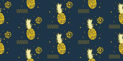 unique abstract summer pineapple fruits seamless pattern background vector