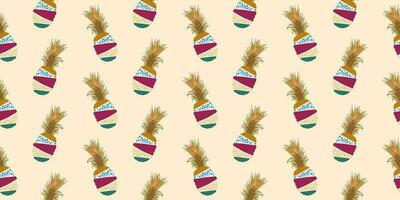 unique abstract summer pineapple fruits seamless pattern background vector