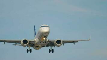 FRANKFURT AM MAIN, GERMANY JULY 19, 2017 - Lufthansa Cityline Embraer 190 approaching at early morning, runway 07L. Fraport, Frankfurt, Germany video