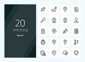 20 Map Pin Outline icon for presentation vector