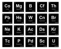 diseño de paquete de iconos de 20 tablas preiodicas de los elementos vector