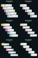 plantilla de diapositiva de presentación del paquete de infografías vectoriales 6 diagramas de ciclo de 5 pasos y líneas de tiempo vector