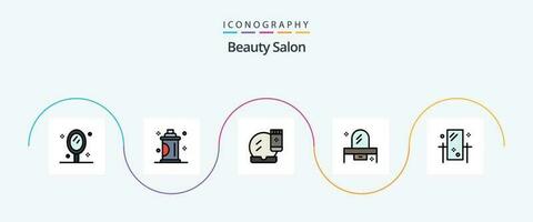 Beauty Salon Line Filled Flat 5 Icon Pack Including dresser. bedroom. spray. beauty. makeover vector