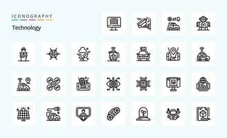 25 Technology Line icon pack vector