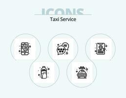 Taxi Service Line Icon Pack 5 Icon Design. receiver. phone. food. transport. mobile vector
