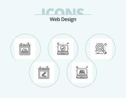 web diseño línea icono paquete 5 5 icono diseño. . ordenador portátil. página. computadora. imagen vector