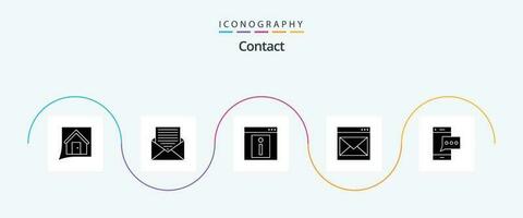 Contact Glyph 5 Icon Pack Including contact us. communication. envelope. web page. information vector