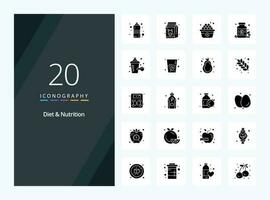 20 Diet And Nutrition Solid Glyph icon for presentation vector