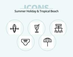 Beach Line Icon Pack 5 Icon Design. beach. boat. weather. outdoor. flippers vector