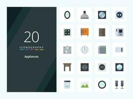 20 Appliances Flat Color icon for presentation vector