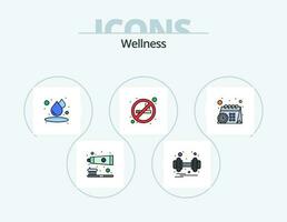 Wellness Line Filled Icon Pack 5 Icon Design. heart. apple. stone. spa. lily vector