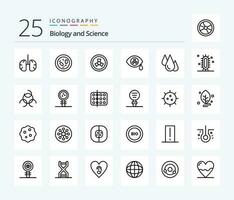 biología 25 línea icono paquete incluso estudiar. aprender. salud. experimento. zombi vector